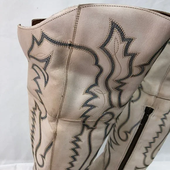 Dan Post® Ladies Loverly White Snip Toe Tall Leather Boots DP4377 - Picture 2 of 11